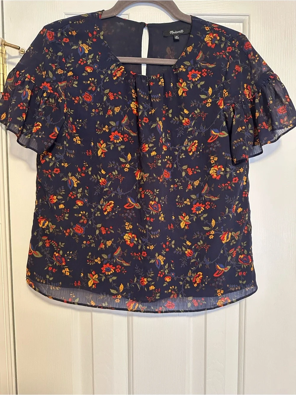 Madewell women’s navy blue floral top size xs